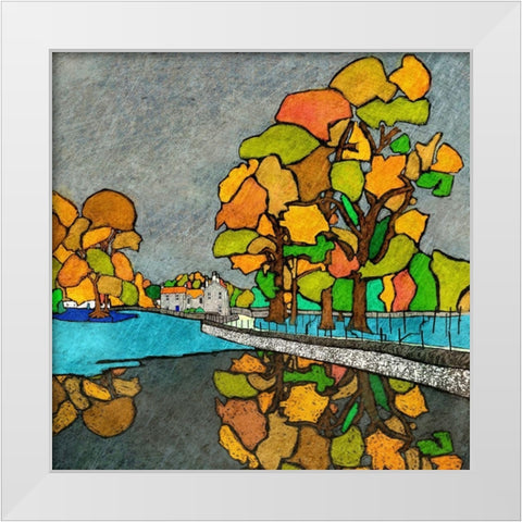 Start of Fall White Modern Wood Framed Art Print by Mabat, Ynon