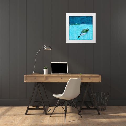 Peaceful Lake White Modern Wood Framed Art Print by Mabat, Ynon