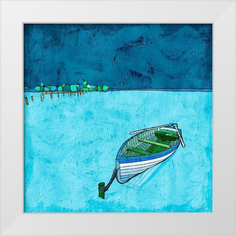 Peaceful Lake White Modern Wood Framed Art Print by Mabat, Ynon