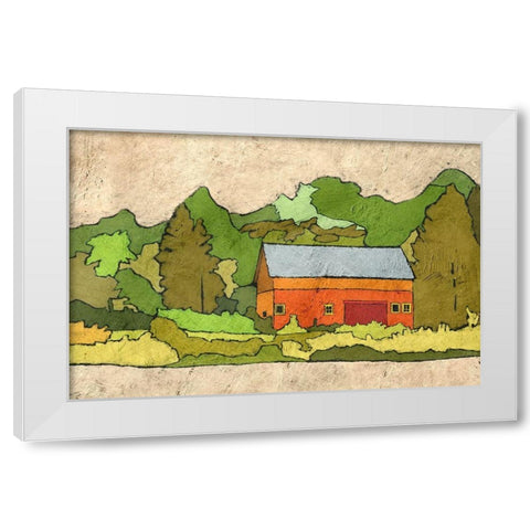 Cabin in the Green Forest White Modern Wood Framed Art Print by Mabat, Ynon