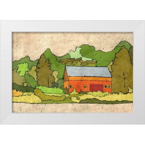 Cabin in the Green Forest White Modern Wood Framed Art Print by Mabat, Ynon