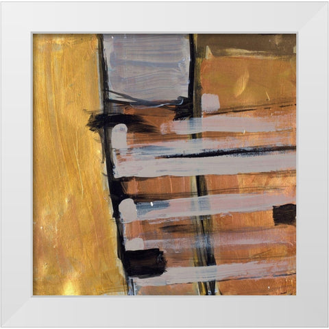 Golden Squares III White Modern Wood Framed Art Print by Pattinian, Merri