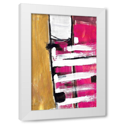 Hot Pink White Modern Wood Framed Art Print by Pattinian, Merri