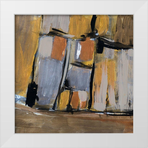 Golden Squares I White Modern Wood Framed Art Print by Pattinian, Merri