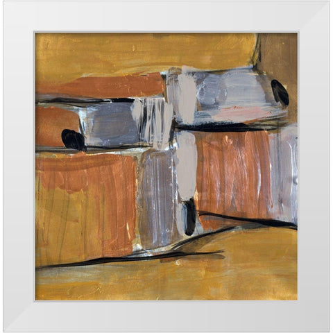 Golden Squares IV White Modern Wood Framed Art Print by Pattinian, Merri