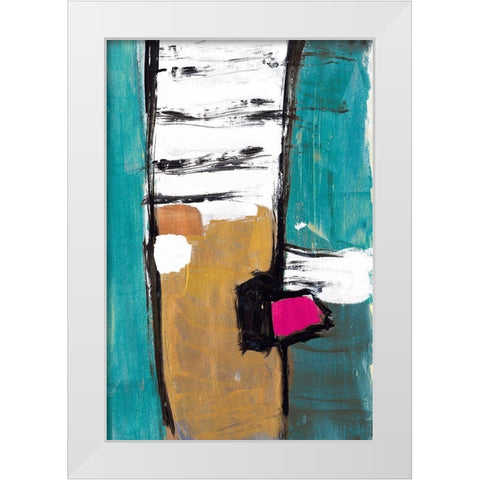 Hot Teal White Modern Wood Framed Art Print by Pattinian, Merri