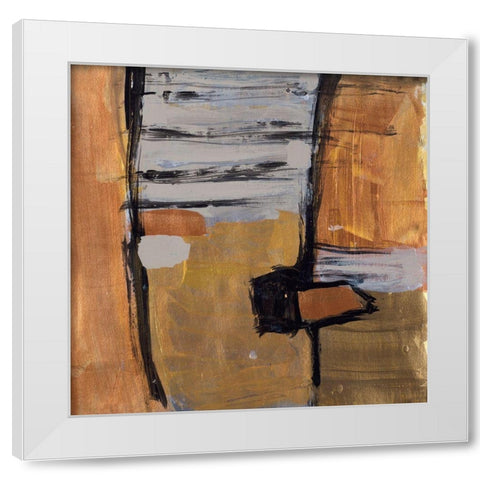 Golden Squares II White Modern Wood Framed Art Print by Pattinian, Merri