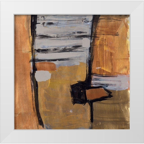 Golden Squares II White Modern Wood Framed Art Print by Pattinian, Merri