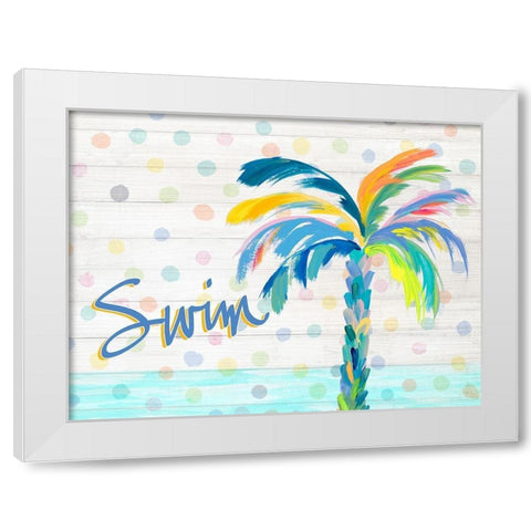 Swim Near the Palm Tree White Modern Wood Framed Art Print by DeRice, Julie