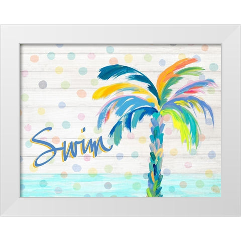 Swim Near the Palm Tree White Modern Wood Framed Art Print by DeRice, Julie