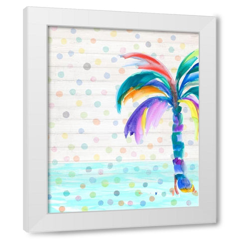 Funky Palm on Dots I White Modern Wood Framed Art Print by DeRice, Julie