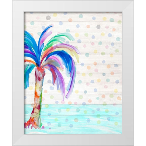 Funky Palm on Dots II White Modern Wood Framed Art Print by DeRice, Julie