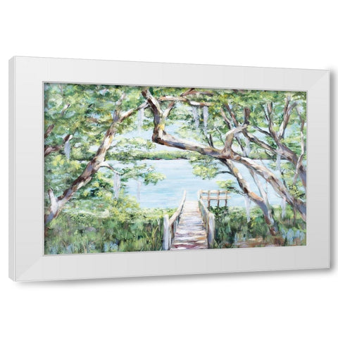 Misty Lake White Modern Wood Framed Art Print by DeRice, Julie