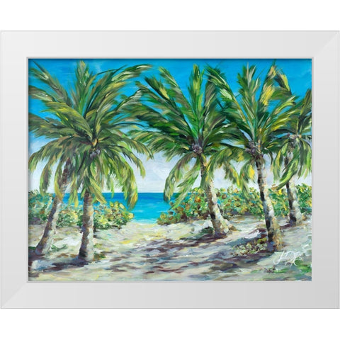Tropical Palm Tree Paradise White Modern Wood Framed Art Print by DeRice, Julie