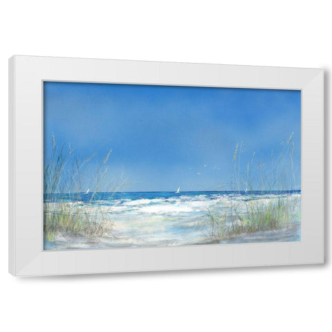 Grassy Seascape White Modern Wood Framed Art Print by DeRice, Julie