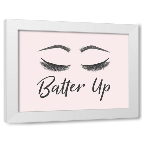 Batter Up White Modern Wood Framed Art Print by SD Graphics Studio
