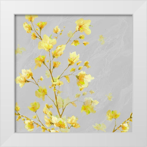 Early Yellow Bloom White Modern Wood Framed Art Print by Diannart