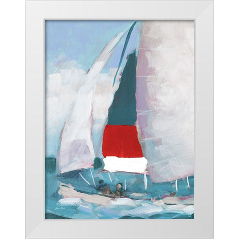 Red and Blue Sail I White Modern Wood Framed Art Print by Slivka, Jane
