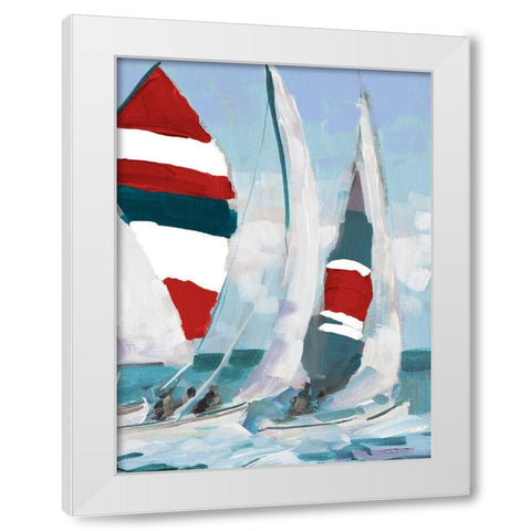 Red and Blue Sail II White Modern Wood Framed Art Print by Slivka, Jane