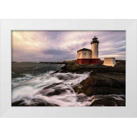 Lighthouse White Modern Wood Framed Art Print by Amos, Andy