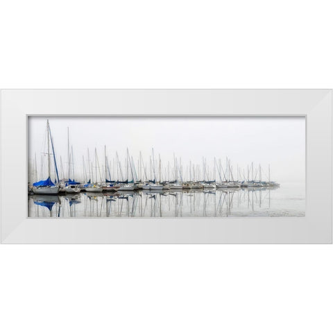 Sailing Boats Panel White Modern Wood Framed Art Print by Amos, Andy