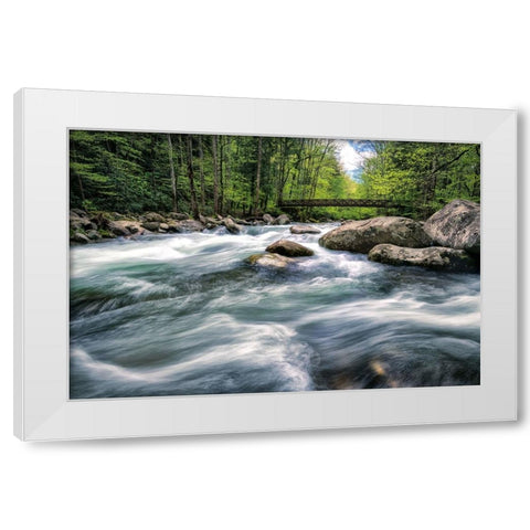 Rocky River Stream White Modern Wood Framed Art Print by Amos, Andy