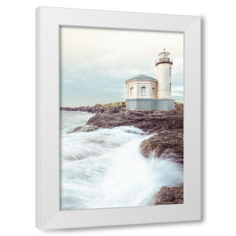 Crashing Waves White Modern Wood Framed Art Print by Amos, Andy