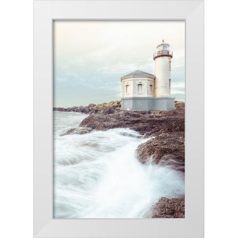 Crashing Waves White Modern Wood Framed Art Print by Amos, Andy