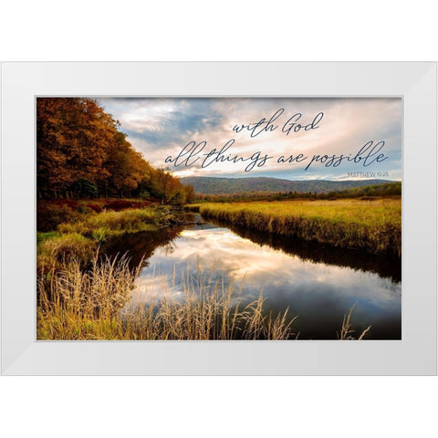 All with God White Modern Wood Framed Art Print by Amos, Andy