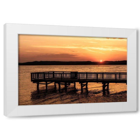 Lake Sunset White Modern Wood Framed Art Print by Amos, Andy