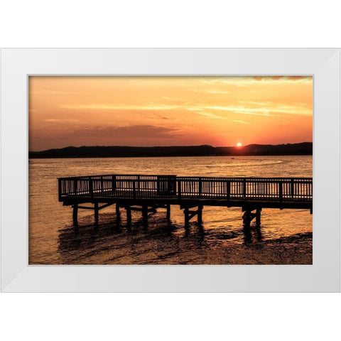Lake Sunset White Modern Wood Framed Art Print by Amos, Andy
