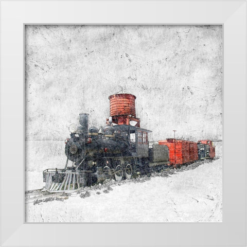 Muted Locomotive White Modern Wood Framed Art Print by Mabat, Ynon