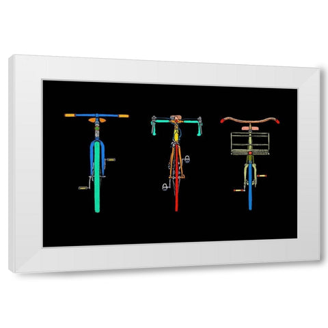 Bike Trio White Modern Wood Framed Art Print by Mabat, Ynon