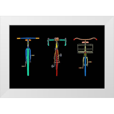 Bike Trio White Modern Wood Framed Art Print by Mabat, Ynon
