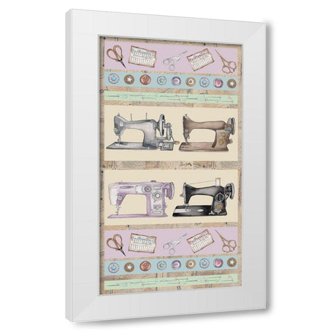 Sewing Machine Panel White Modern Wood Framed Art Print by Baker, Mary Beth