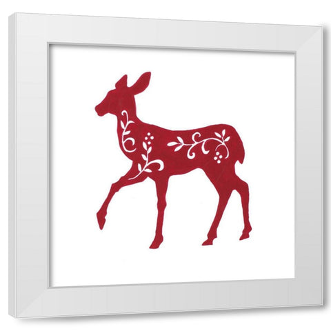 Holiday Decorative Deer I White Modern Wood Framed Art Print by Gaynor, Janice