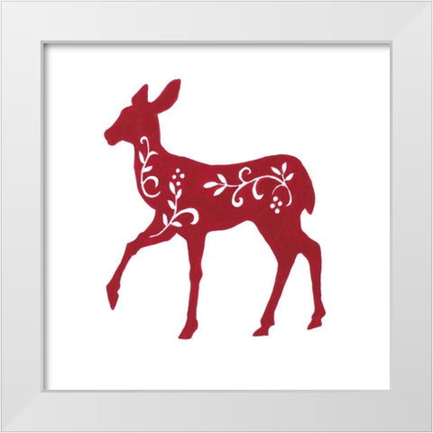 Holiday Decorative Deer I White Modern Wood Framed Art Print by Gaynor, Janice
