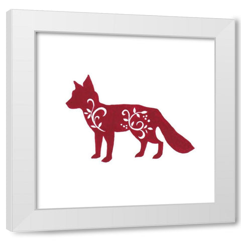 Holiday Decorative Fox White Modern Wood Framed Art Print by Gaynor, Janice