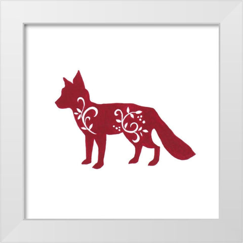 Holiday Decorative Fox White Modern Wood Framed Art Print by Gaynor, Janice
