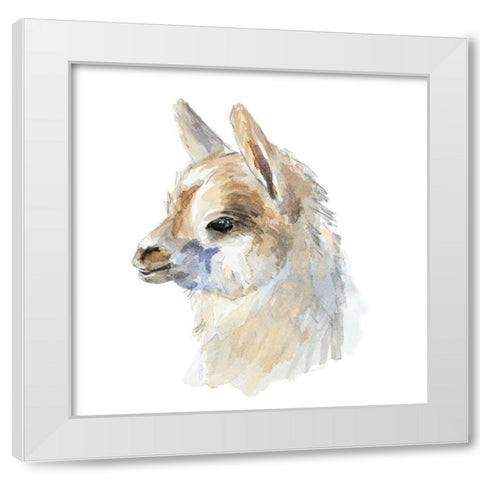 Side Portrait Llama White Modern Wood Framed Art Print by Loreth, Lanie