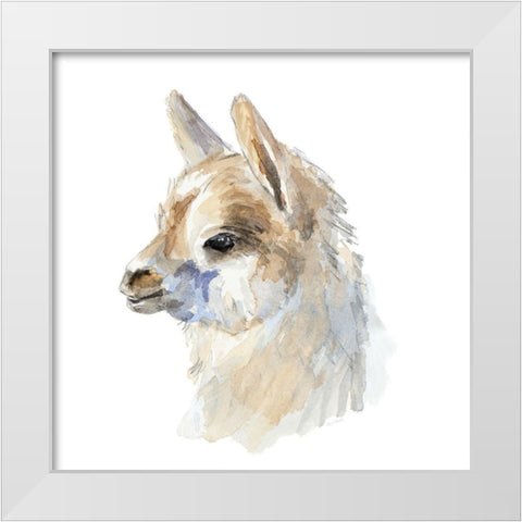 Side Portrait Llama White Modern Wood Framed Art Print by Loreth, Lanie