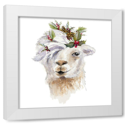Decked Out Llama II White Modern Wood Framed Art Print by Loreth, Lanie