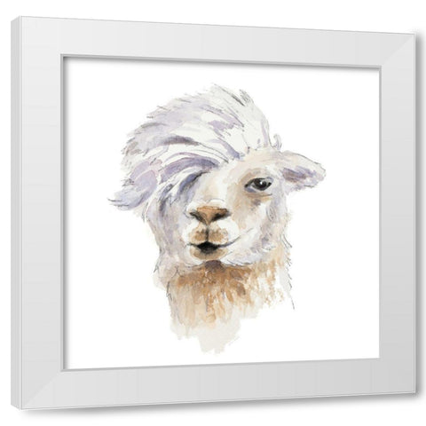 Comb Over Llama White Modern Wood Framed Art Print by Loreth, Lanie