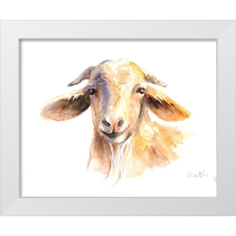 Morning Goat White Modern Wood Framed Art Print by Loreth, Lanie