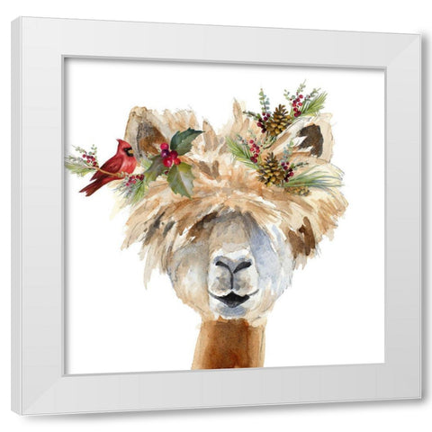 Decked Out Llama III White Modern Wood Framed Art Print by Loreth, Lanie