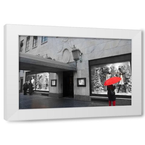 Shopping Downtown White Modern Wood Framed Art Print by Bill Carson Photography