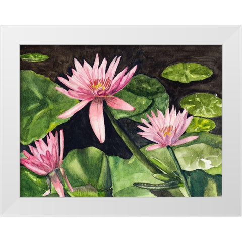 Water Lillies White Modern Wood Framed Art Print by Odum, Jan