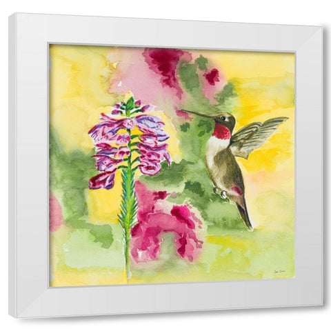 Watercolor Hummingbird White Modern Wood Framed Art Print by Odum, Jan
