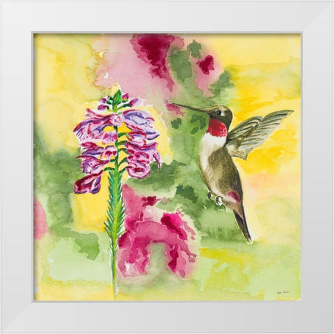 Watercolor Hummingbird White Modern Wood Framed Art Print by Odum, Jan