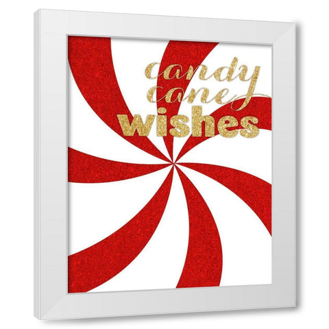 Candy Cane Wishes White Modern Wood Framed Art Print by SD Graphics Studio
